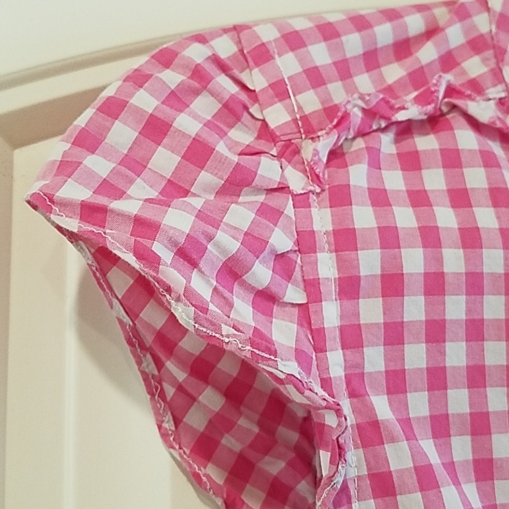 Pink Gingham Spring Shirt Blouse w/ Pocket Small - Picture 4 of 8
